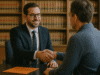 Attorney meeting a client in a modern law office — Legal Services SEO.