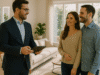 Agent showing a bright modern living room to a couple — Real Estate SEO services.